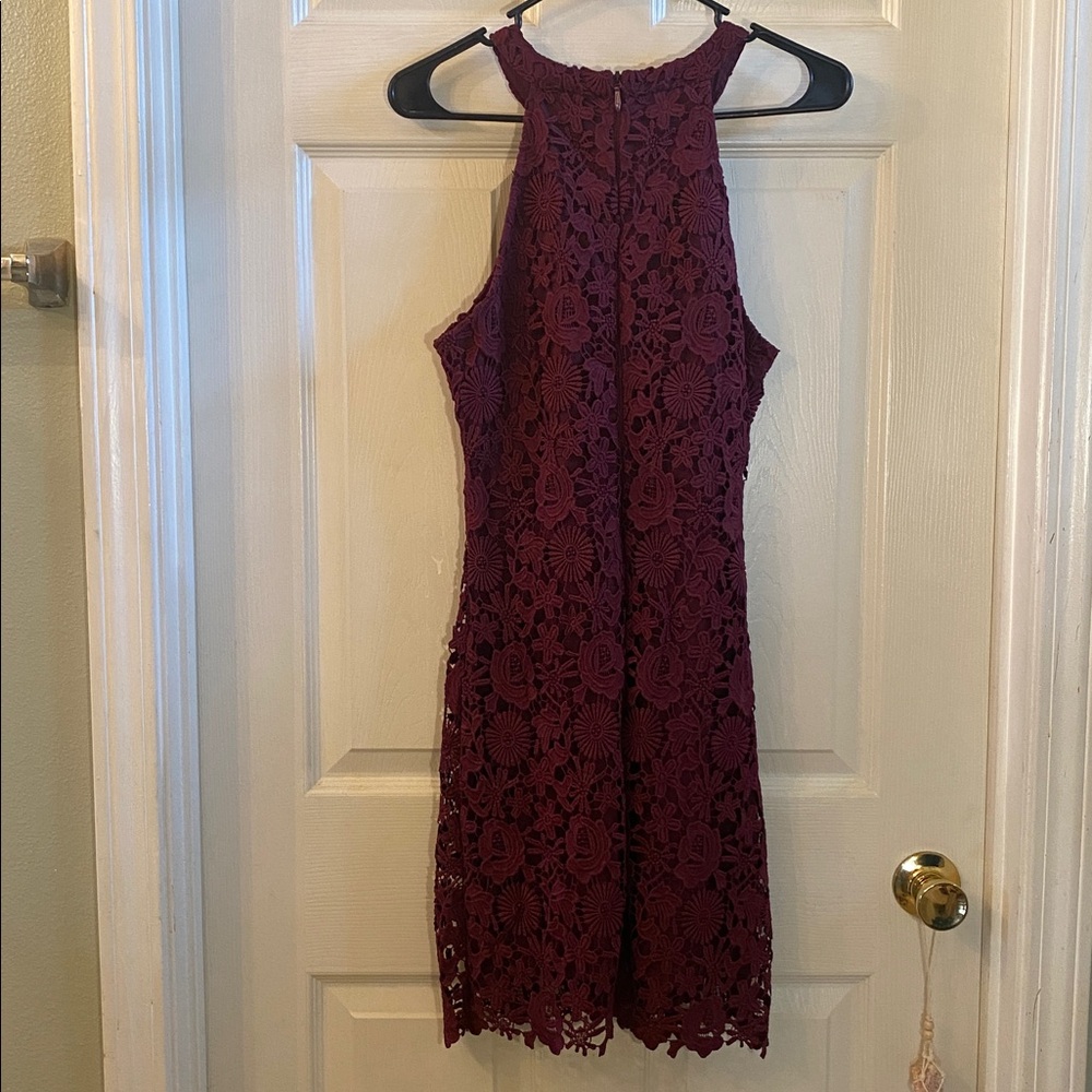 Lulu's Burgundy Lace Mini Dress - Picture 9 of 13